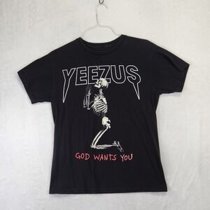 Kanye West Yeezus Tour Skeleton God Wants You Black Graphic T-Shirt Mens Medium